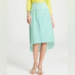 Ann Taylor Cotton Silk Blend High Low Printed Skirt S
